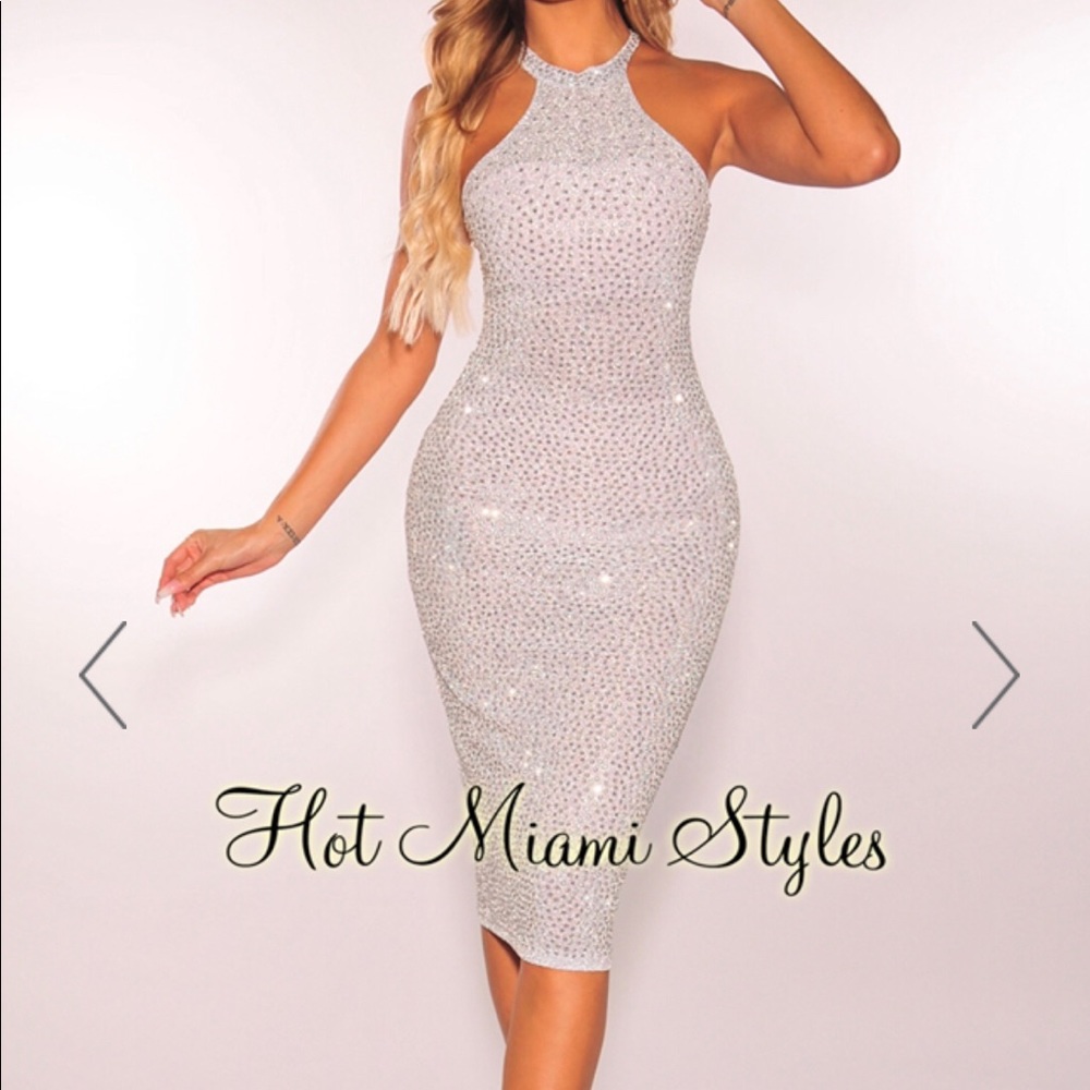 Iced Grey Silver Rhinestone dress